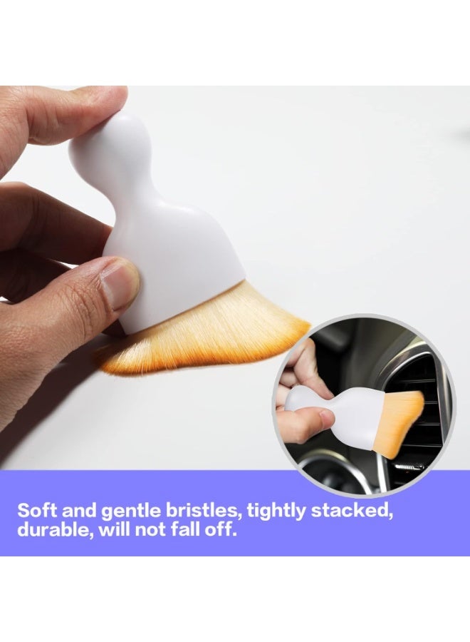 فرشاة تنظيف داخلية للسيارة بشعيرات ناعمة - فرشاة تنظيف لوحة القيادة وفتحات التهوية للغبار، الأوساخ وتفصيل الداخلية (أبيض) - Image 2